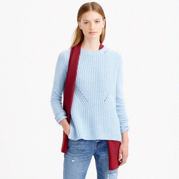 J.Crew sweater Small Lambswool Pointelle pullover knit side split 100% wool - Picture 16 of 16